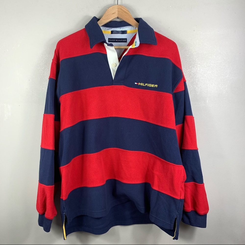 Tommy Hilfiger Fleece Color Block Collar Top